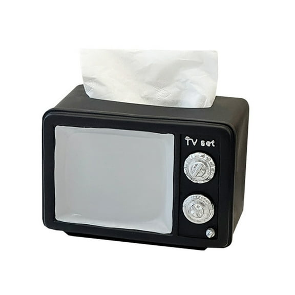 Retro Teevee Resin Tissue Box Holder - Vintage Home Decor Storage for Desktop, Living Room & Kitchen