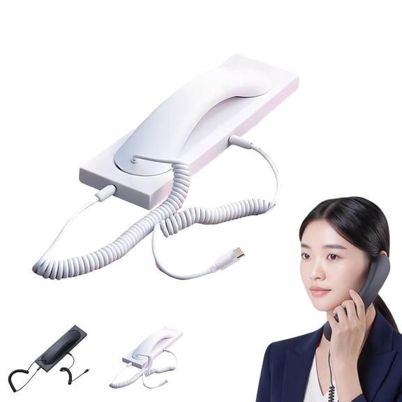 Retro Telephone Handset Headphones – Reduce Radiation Receiver for iPhone, Android, iPad, Computer – Comfortable Call Parent Gift(Type-c),White