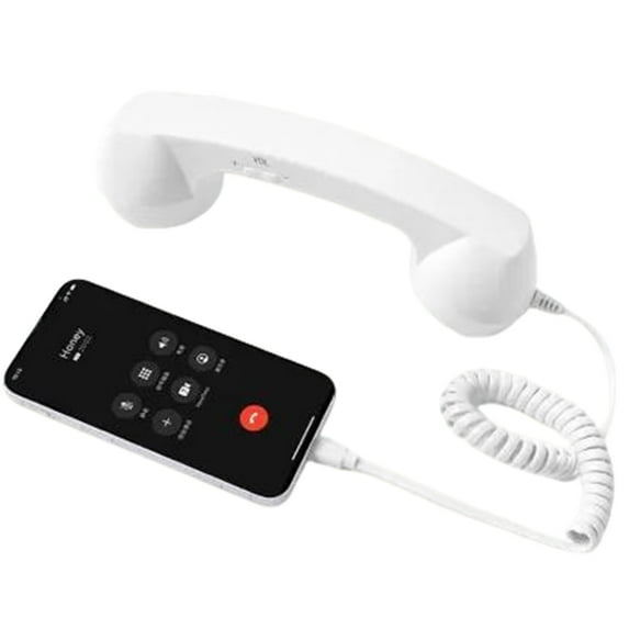 Retro Telephone Handset for iPhone (White) – 2026 New, Clear Comfortable Calls, Landline Handle Receiver, Bluetooth/Type-C Port, Retro Phone Handset