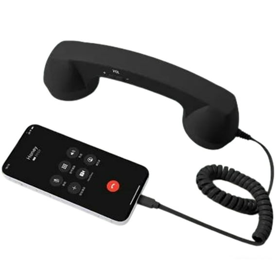 Retro Telephone Handset for iPhone (Black) – 2026 New, Clear Comfortable Calls, Landline Handle Receiver for iPhone, Bluetooth/Type-C Port, Retro Phone Handset