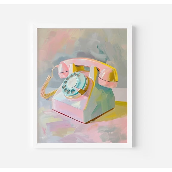 Retro Telephone Print, Interior Still Life , Minimalist Girly Wall Art, Pastel Aesthetic, Rotary Telephone Wall Art, Vintage Phone Poster, Unframed Poster Size 8x12 F03.1.19l1120