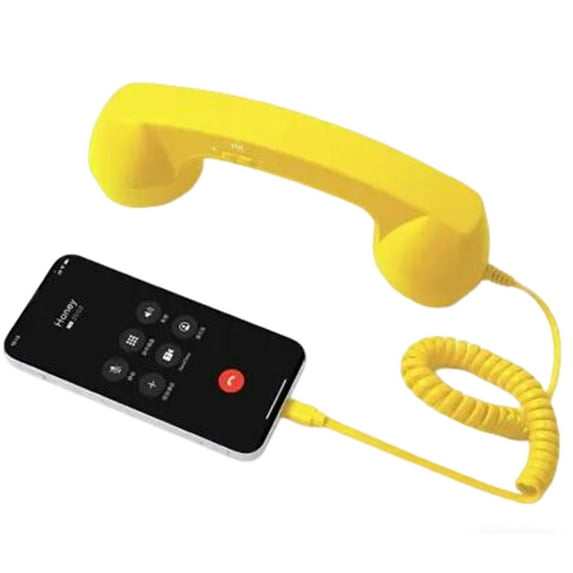 Retro Telephone Wired Handsets (Yellow) – Clear Comfortable Calls, 2026 New Vintage Retro Telephone Handset for iPhone, Landline Handle Receiver, Bluetooth/Type-C Port