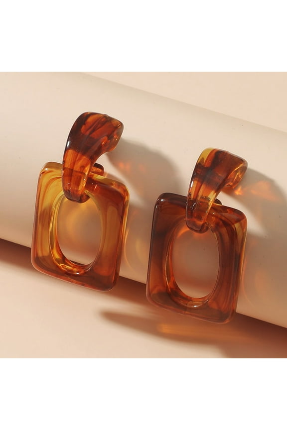 Retro Temperament C-shaped Resin Amber Earrings For Women Geometric Large Dangle Earrings Jewelry Gifts