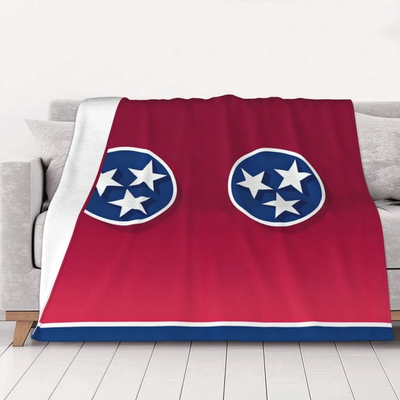 Retro Tennessee Flag Throws Blanket Fleece Soft Cozy Warm Plush for Travel Chair Bedroom Living Room Sofa 60"x50"