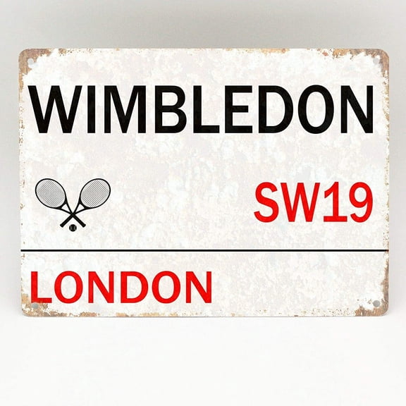 Retro Tennis London Street Metal Tin Sign Wall Art Decor, 8 x 12 Inches