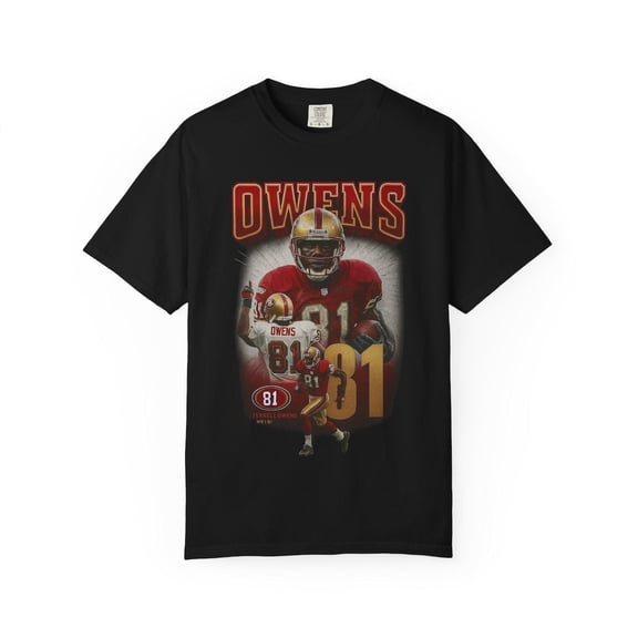 Retro Terrell Owens T-Shirt Vintage Bootleg Style Football Tee,Black Color,Size L