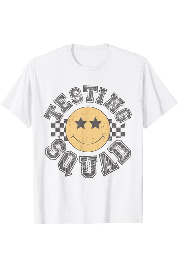 Retro Testing Squad Test Day Smile Face Teacher Student Vintage T-Shirt