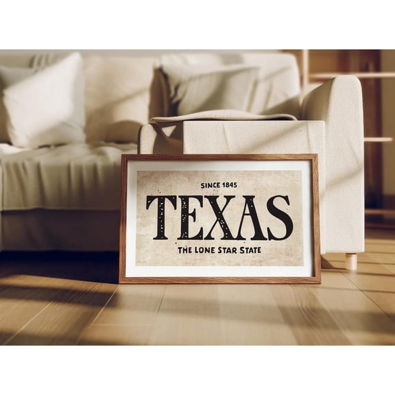 Retro Texas Art Lone Star State Texas Wall Decor United States Wall Art Unframed Paper Poster 8x10in