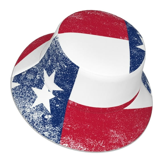 Retro Texas Flag Bucket Hat Stripe Beach Fisherman Hats For Women Men Reversible Double-Side-Wear With Reflective