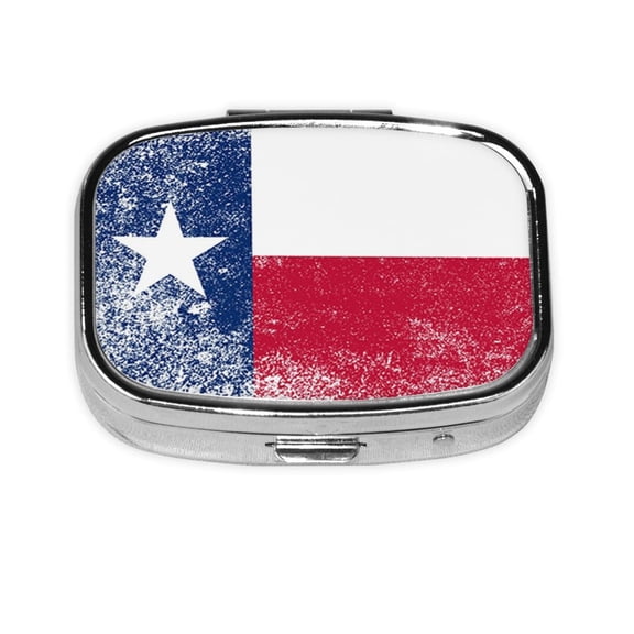 Retro Texas Flag Pill Box 2 Compartment Medicine Pill Case Portable Pill Box For Pocket Or Purse Pill Box Decorative Organizer