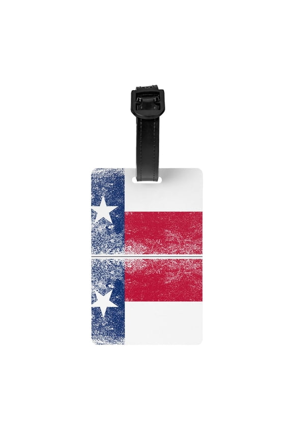 Retro Texas Flag Pvc Luggage Tag With Name Id Labelfor Women Men