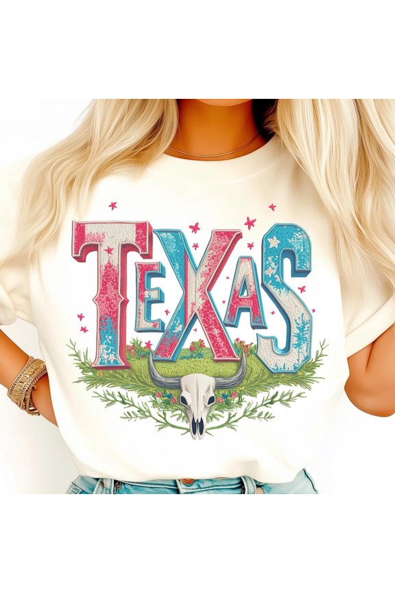 Retro Texas Shirt, Floral Western Texas Tee, Cow Skull Rodeo T-Shirt, Wild West Desert Vibes Shirt, Western State Pride Tee