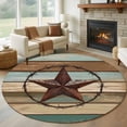 thumbnail image 1 of Retro Texas Star Washable Round Area Rug 6 ft, Vintage Country Star, Soft Non Slip Rugs Stain Repellent Indoor Felt Carpet for Living Dining Room Bedroom Home Office, 1 of 9