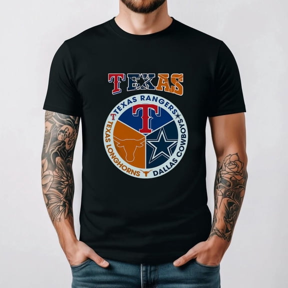 Retro Texas Teams United Bold Fan Spirit Lone Star State Graphic T-shirt, up to size 5XL.