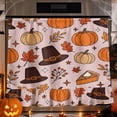 thumbnail image 1 of Retro Thanksgiving Oven Door Cover, Pilgrim Hat Pumpkin Pie Fall Leaf Cotton‑Blend Kitchen Stove Curtain, Self‑Adhesive Oven Curtain Skirt 30 x 25.2 Inch, 1 of 9
