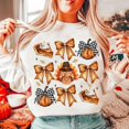 thumbnail image 1 of Retro Thanksgiving Sweatshirt with Fall Pumpkin and Coquette Bow, Girly Autumn Shirt with Turkey, Cute Vintage Aesthetic for Girls and Fall Lovers, 1 of 5