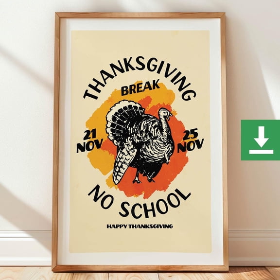 Retro Thanksgiving Turkey Art Print Kitchen Wall Decor Home Decor Office Wall Art