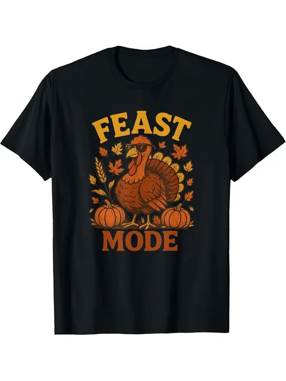 Retro Thanksgiving Turkey Feast Mode Fall Harvest Design T-Shirt