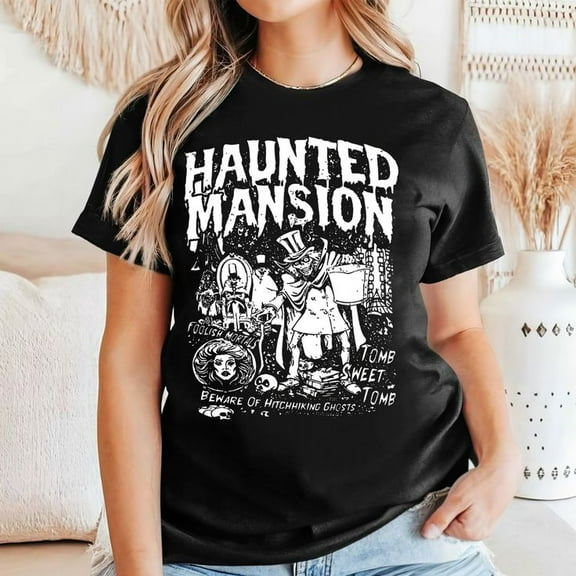 Retro The Haunted Mansion Shirt, Spooky Season Men’s And Women’s Graphic Tee 100% Cotton by TBun, Full Sizes S-5XL