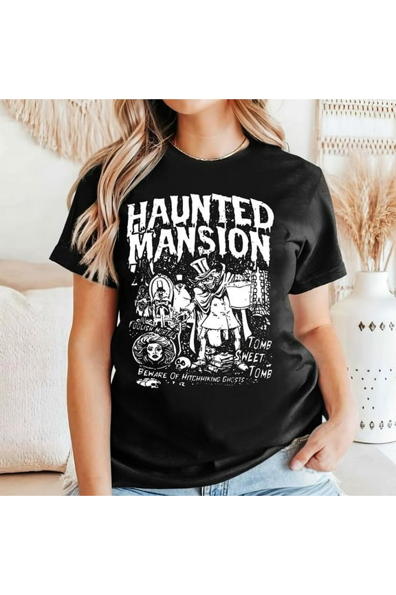 Retro The Haunted Mansion Shirt, Spooky Season Men’s And Women’s Graphic Tee 100% Cotton by TBun, Full Sizes S-5XL