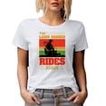 thumbnail image 1 of Retro The Lawn Ranger, Rides Again, Funny Lawn Mower Pun Quote, White T-Shirt, Small, 1 of 5