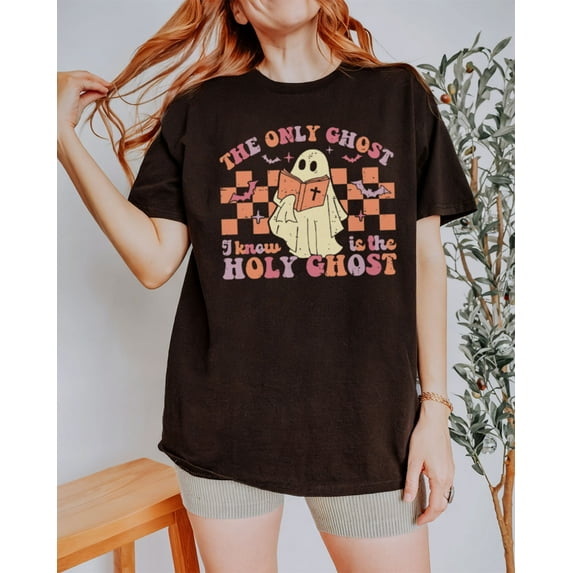 Retro The Only Ghost I Know is The Holy Christian Halloween T-Shirt, Spooky Season T-Shirt, Fullsizes S-5XL Multicolors T-Shirt