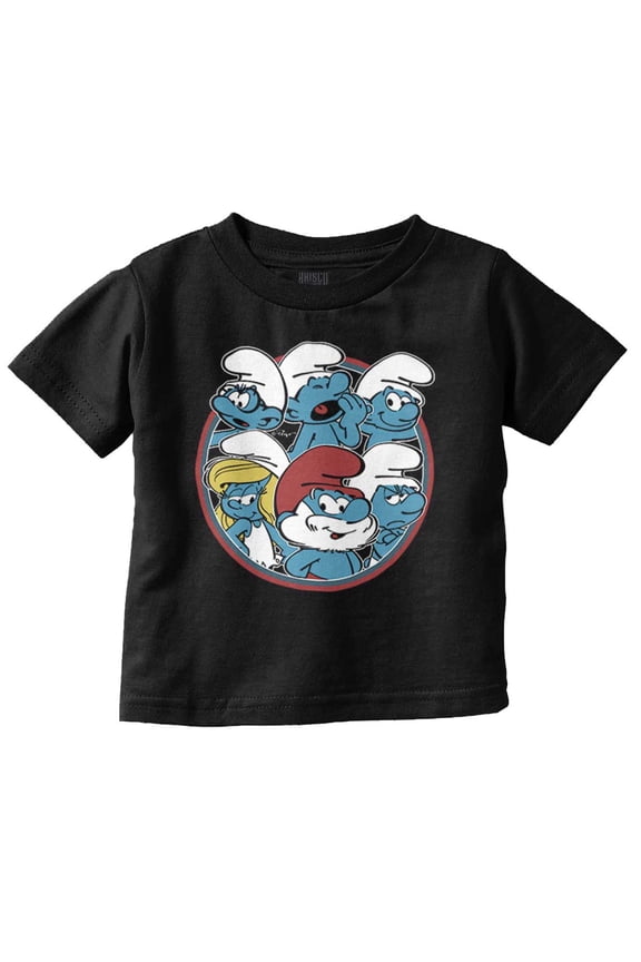 Retro The Smurfs Cartoon Characters Toddler Boy Girl T Shirt Infant Toddler Brisco Brands 4T