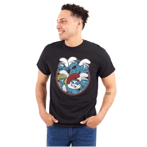 Retro The Smurfs Cartoon Characters Unisex Plus Size Graphic Tee Brisco Brands 3X