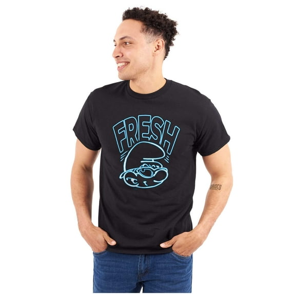 Retro The Smurfs Cartoon Fresh Men's Graphic T Shirt Tees Brisco Brands 3X