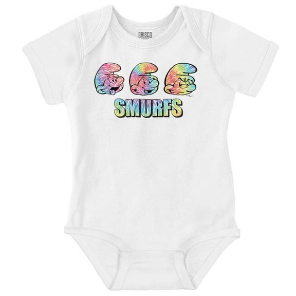 Retro The Smurfs Cartoon Tie Dye Romper Boys or Girls Infant Baby Brisco Brands NB