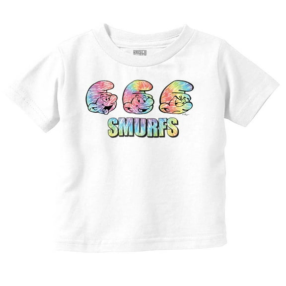Retro The Smurfs Cartoon Tie Dye Toddler Boy Girl T Shirt Infant Toddler Brisco Brands 6M