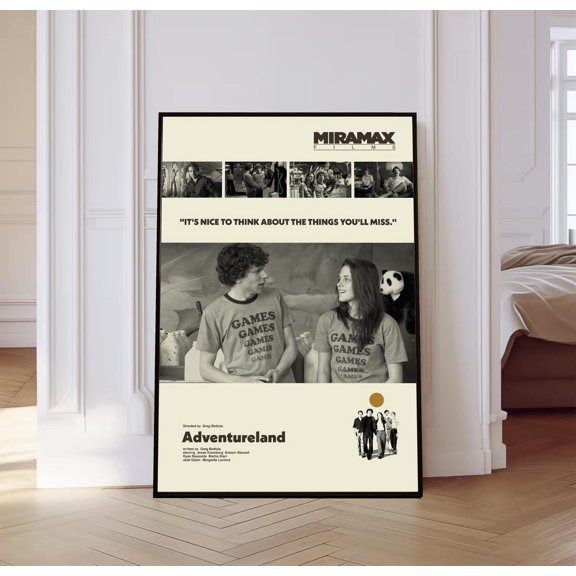 Retro Theme Park Comedy Minimalist Black and White Mid-Century Modern Wall Art, Unframed Poster