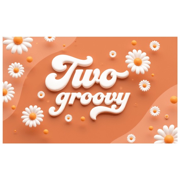Retro Theme Two Groovy Banner Flower Design Daisy Decoration for Birthday Party Celebration Event