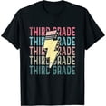 thumbnail image 1 of Retro Third Grade Teacher Lightning Bolt Pencil Teacher Kids Womens T-Shirt Black, 1 of 5