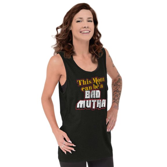 Retro This Mom Can Be A Bad Mutha Tank Top Tee Shirt Women Brisco Brands S