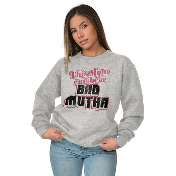 Retro This Mom Can Be A Bad Mutha Women Crewneck Sweatshirt Brisco Brands S