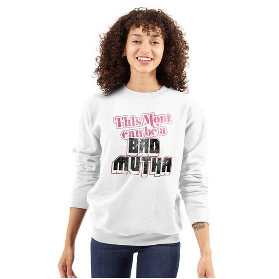 Retro This Mom Can Be A Bad Mutha Women Plus Size Crewneck Sweatshirt Brisco Brands 3X
