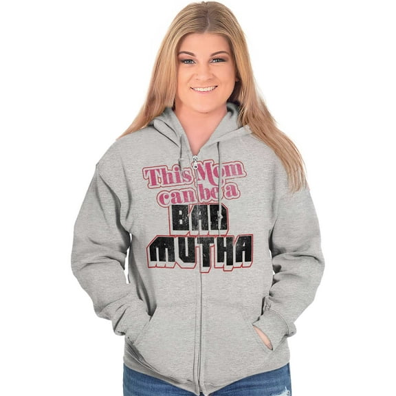 Retro This Mom Can Be A Bad Mutha Zip Hoodie Sweatshirt Women Brisco Brands S