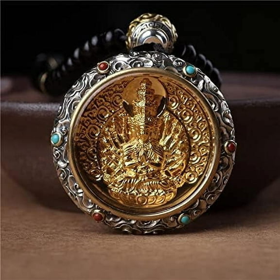 Retro Thousand-Hand Guanyin Buddha Long Necklace Pendant Women Men Sweater Chain,Amulet Necklace