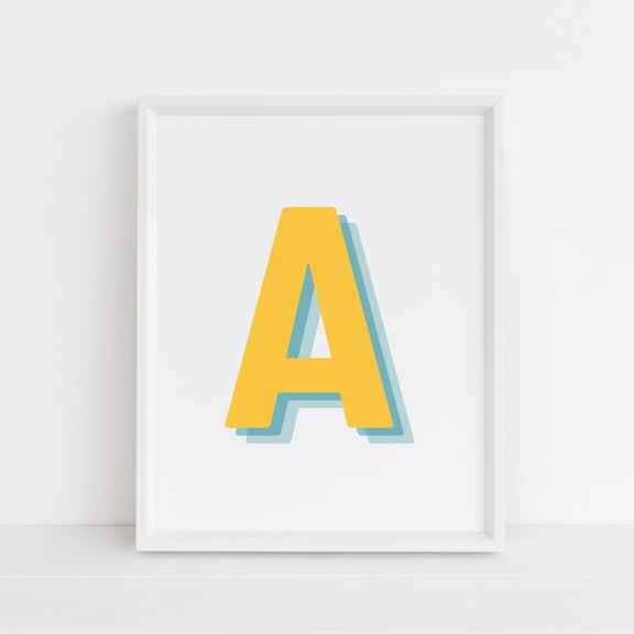 Retro Three Dimensional Letter A Monogram Alphabet Nursery Decor Wall Art