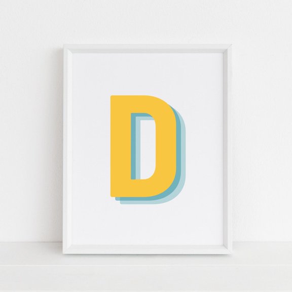 Retro Three Dimensional Letter D Monogram Alphabet Decor Wall Art