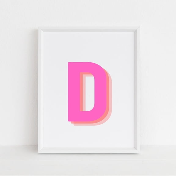 Retro Three Dimensional Letter D Orange Monogram Alphabet Decor Wall Art