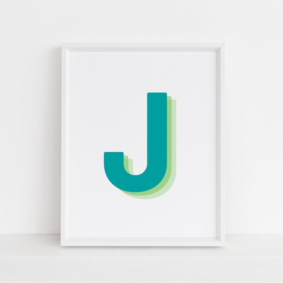 Retro Three Dimensional Letter J Green Lime Nursery Decor Wall Art