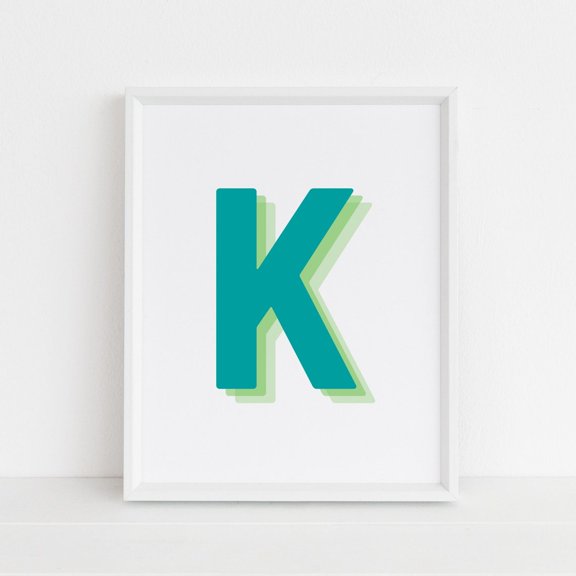 Retro Three Dimensional Letter K Green Lime Monogram Decor Wall Art
