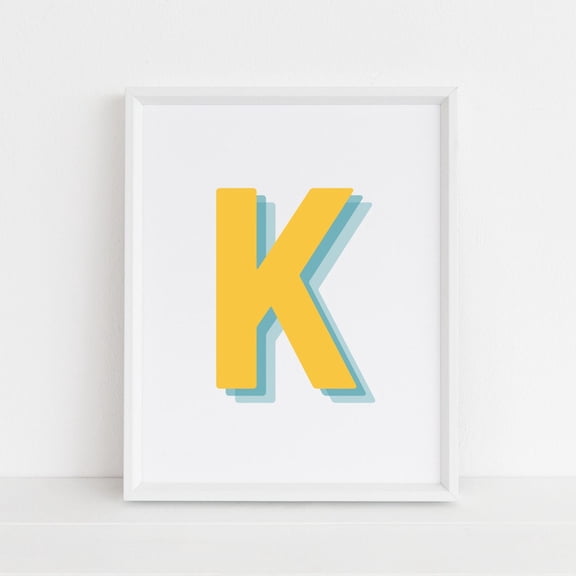 Retro Three Dimensional Letter K Monogram Alphabet Nursery Decor Wall Art