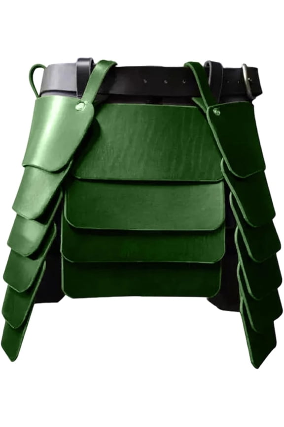 Retro Three-Sided Thigh Armor PU Leather Mercenary Knights Skirt with Wide Buckle Belt Medieval Wide Waist Belt Armor Skirt