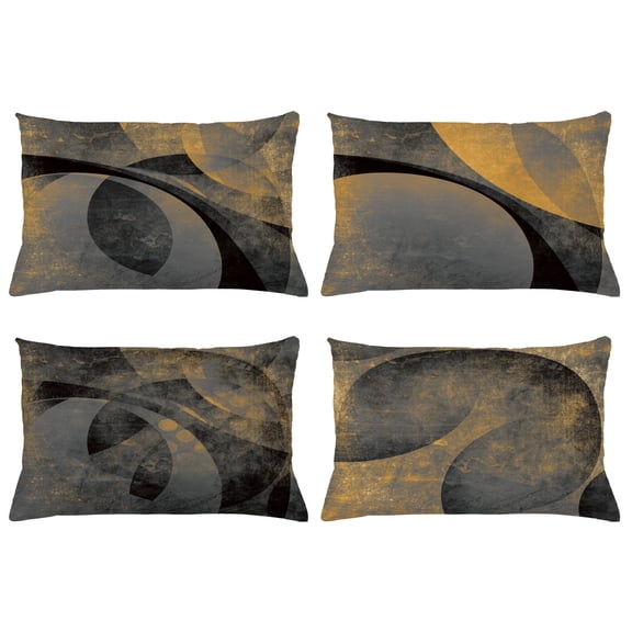 Ambesonne Throw Pillow Cover 4 Pack, , 12"x20", Grey Sand Brown and Black