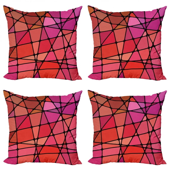 Ambesonne Retro Throw Pillow Cover 4 Pack, Colorful Mosaic Pattern, 18", Multicolor