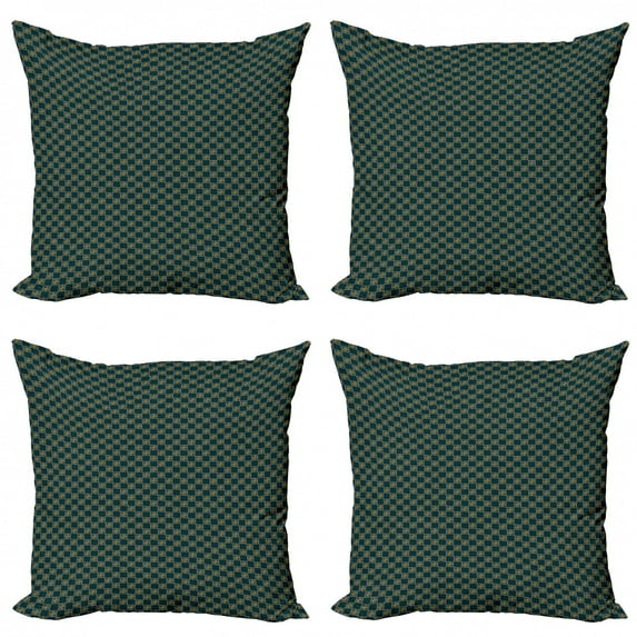 Retro Throw Pillow Cushion Case Pack of 4, Diagonal Motifs with Swirls and Stars in Square Frames Tile Arrangement Victorian, Modern Accent Double-Sided Print, 4 Sizes, Multicolor, by Ambesonne