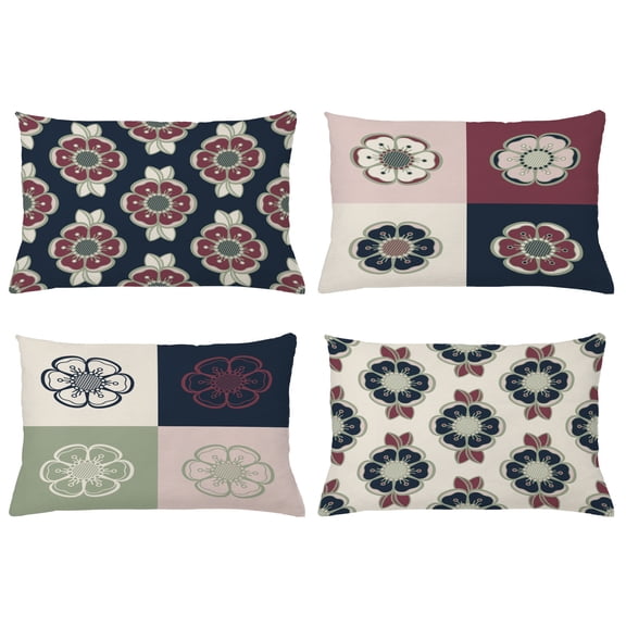 Ambesonne Throw Pillow Cover 4 Pack, , 12"x20", Ivory and Multicolor